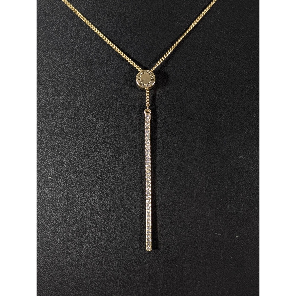 BCBGeneration Gold Tone Rhinestone Bar Lariat Y Necklace 32" NWT Minimalist